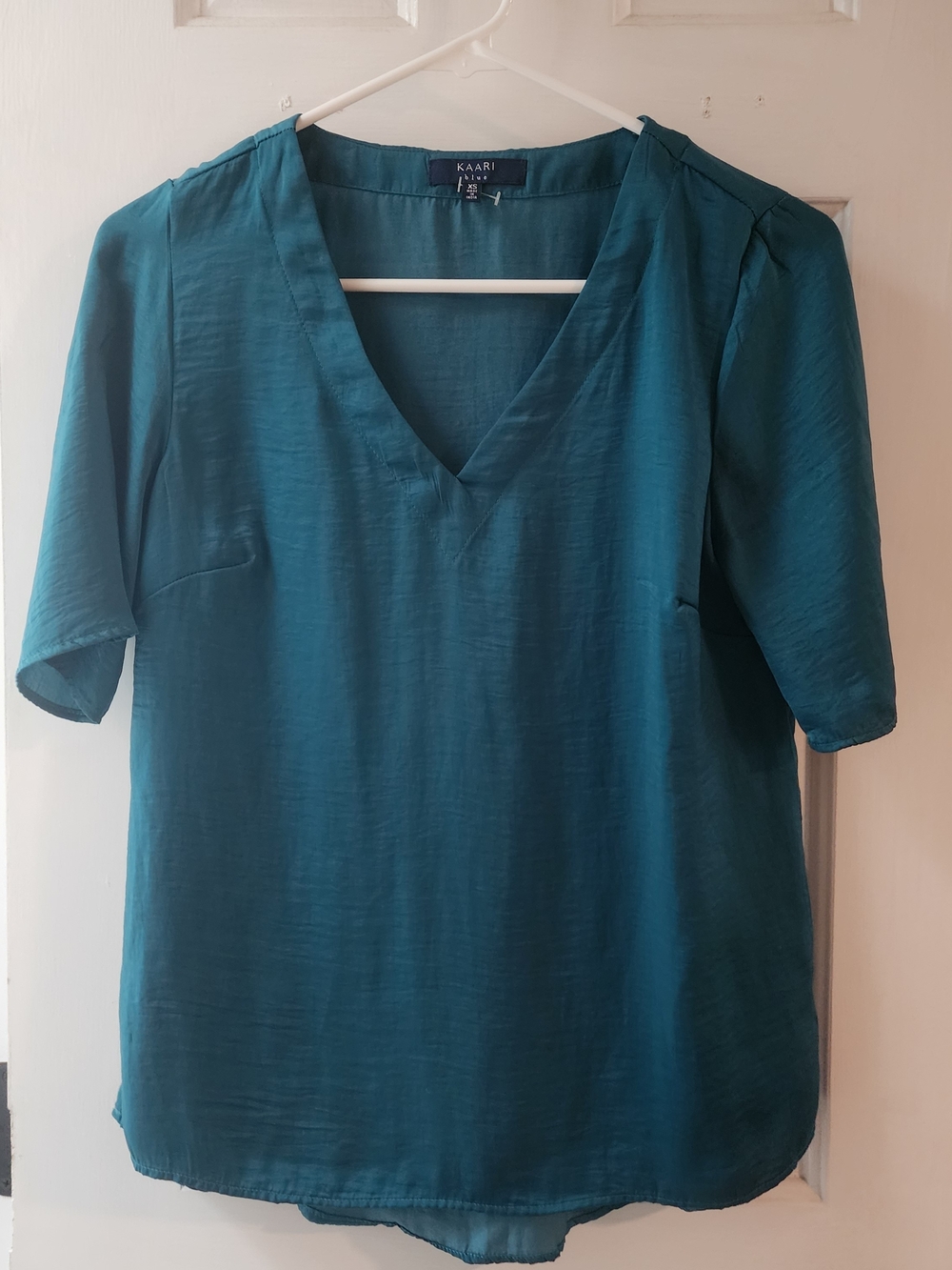 Teal V-Neck Short Sleeve Women's Top